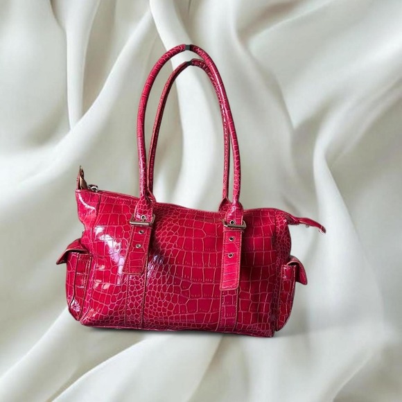 Bueno Handbags - Bueno pink faux croc leather buckle shoulder bag y2k vintage